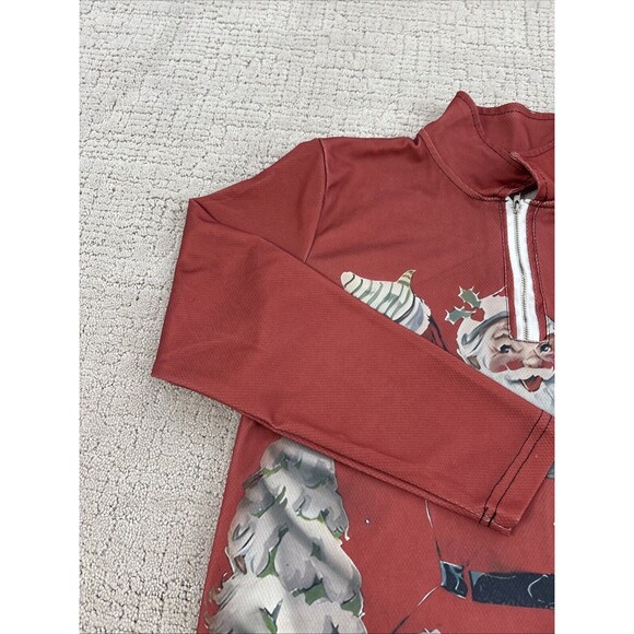 Christmas Printing Santa 1/4 Zipper Shirt Size Small - Picture 5 of 11